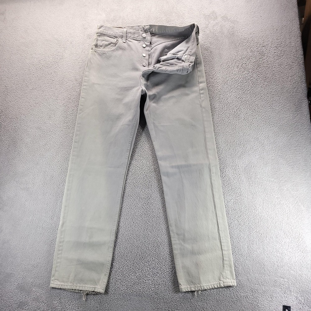 VTG Levis 501 Jeans Mens 36x32 Gray Regular Straight Button Fly Made In USA Y2K